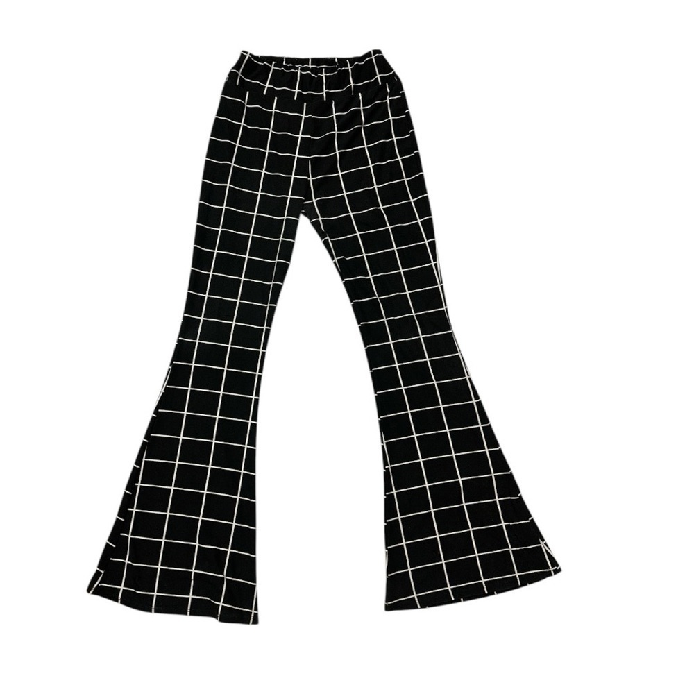 Plaid Print Flared Leg Pants - Picture 2 of 4